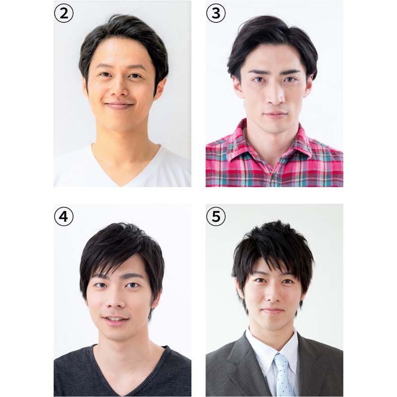 ②と③、④と⑤の髪型の比較画像