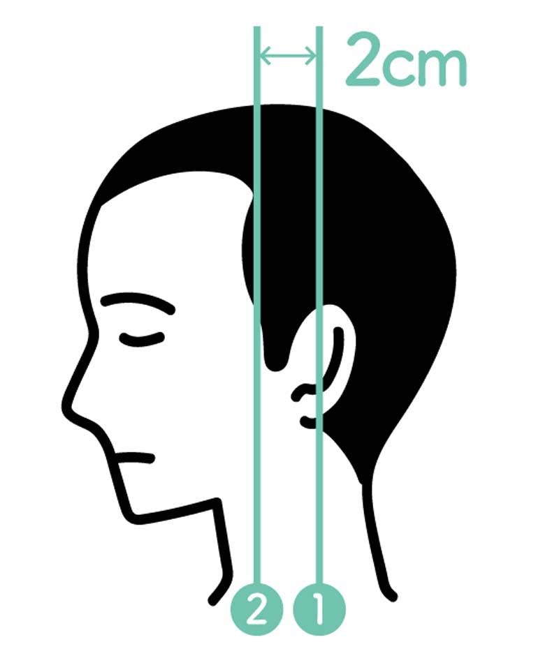 AGAによる薄毛のセルフチェック方法②剃り込み部分の後退具合をチェックするやり方のイメージイラスト