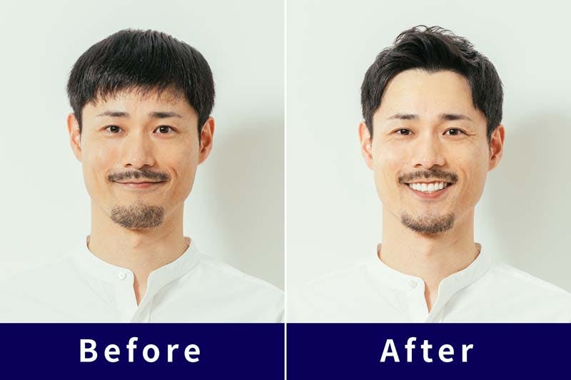 ビフォー・アフターが分かる男性の写真