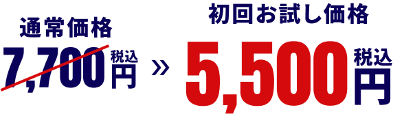 通常価格7,700円（税込）⇒初回お試し価格5,500円（税込）