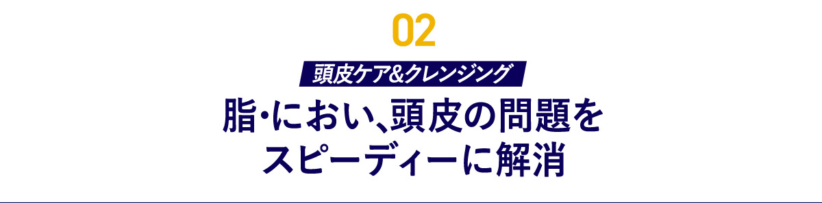 02 頭皮ケア&クレンジング 脂・におい、頭皮の問題をスピーディーに解消