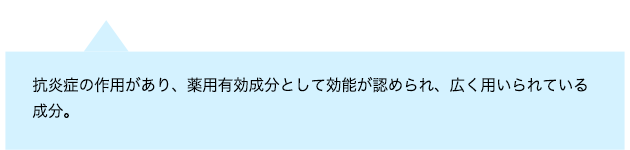 抗炎症の作用があり、薬用有効成分として効能が認められ、広く用いられている成分。