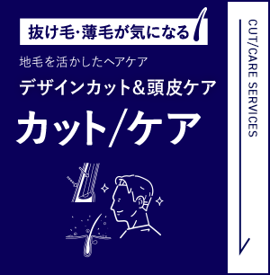 抜け毛・薄毛が気になる 地毛を活かしたヘアケアデザインカット&頭皮ケア カット／ケア CUT／CARE SERVICES