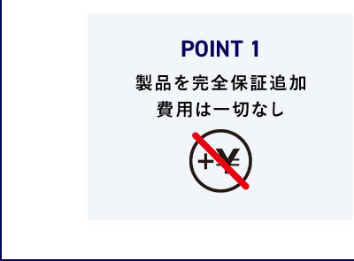 POINT1 製品を完全保証追加費用は一切なし