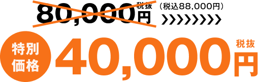 80,000円（税抜）（税込88,000円）⇒ 特別価格 40,000円（税抜）
